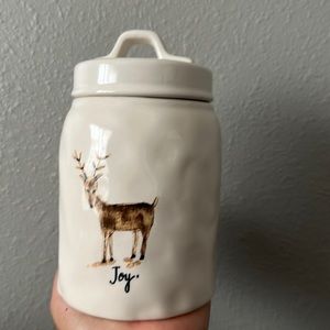 Rae dunn hard to find baby joy deer canister